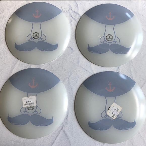 Shiraleah Sailor Stache Glass Decorative Plates 4 - Picture 7 of 8